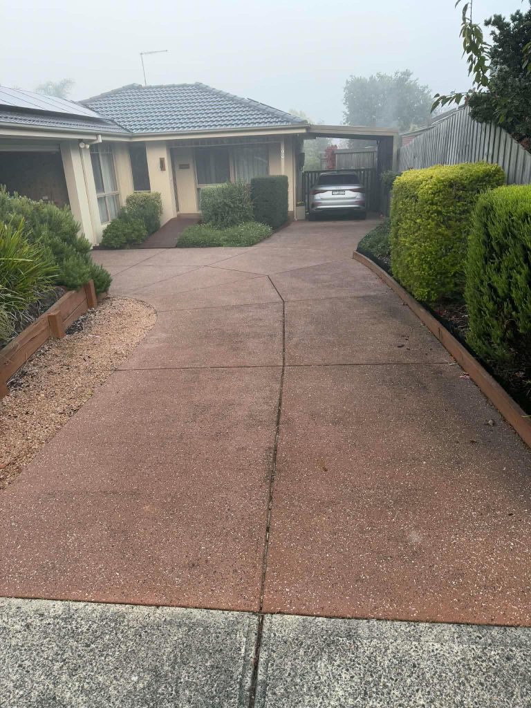 Driveway before pressure cleaning and concrete sealing in Berwick Melbourne