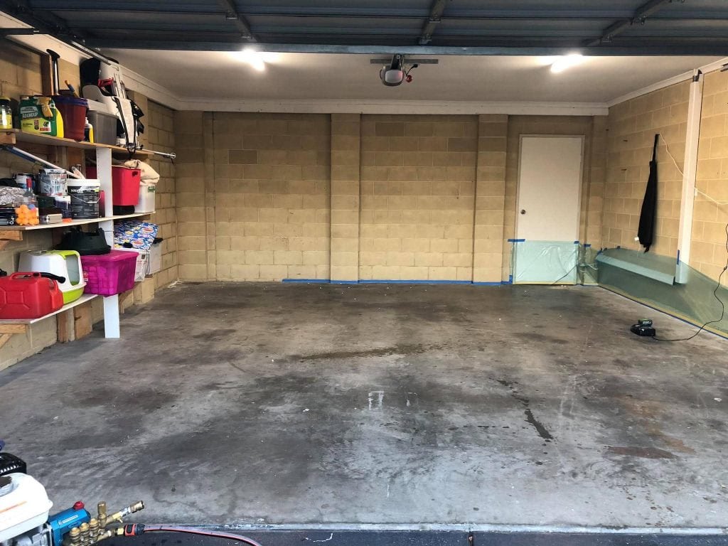 Single colour garage epoxy floor before installation in Mornington