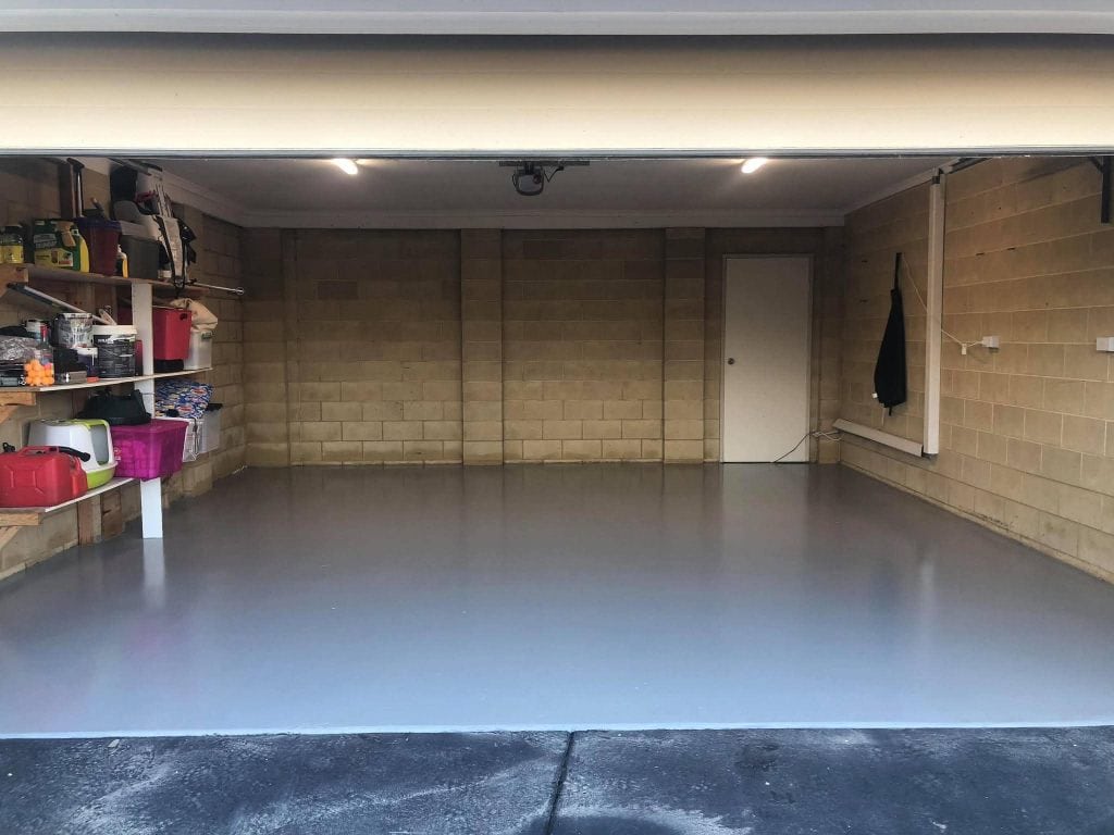 Single colour garage epoxy flooring completed in Mornington