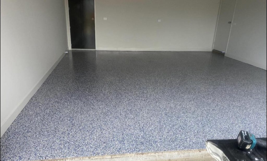 Garage epoxy floor coating installation in Cranbourne Melbourne