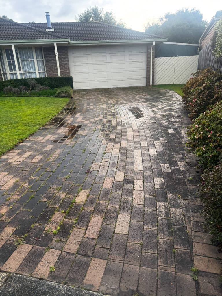 Before pressure cleaning a residential driveway in Somerville