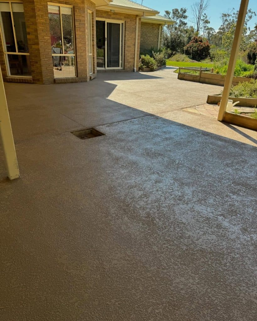 Cut stone concrete resurfacing in Drouin outdoor entertainment area