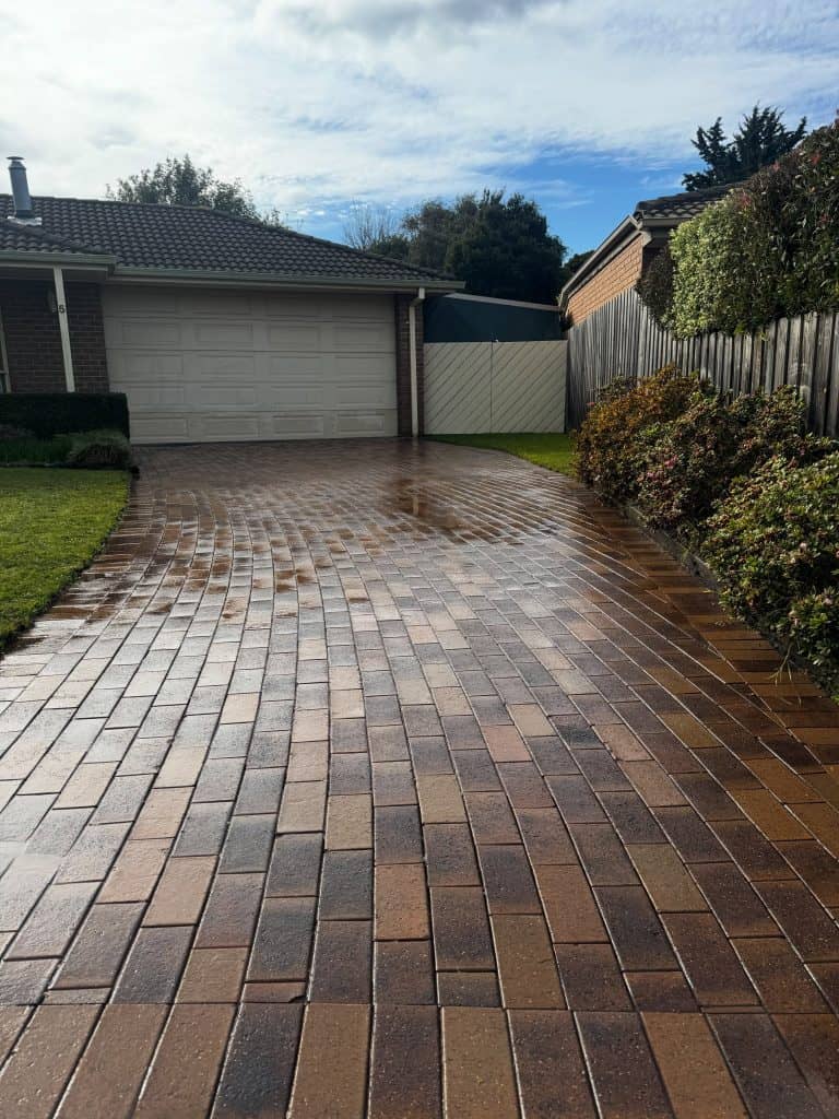 Pressure-cleaned paved driveway in Somerville