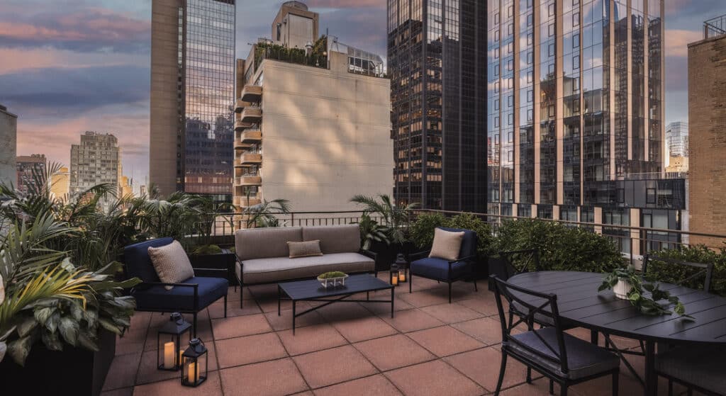 TRS_BenjaminNewYork_GuestRoom_TheBenjaminSuite_Terrace_Twilight(1)(1) Gallery Image
