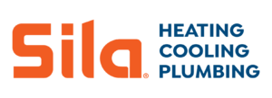 Sila logo in orange text with the words "Heating Cooling Plumbing" in blue text on a white background.