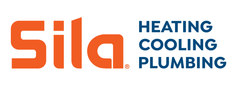 Sila logo in orange text with the words "Heating Cooling Plumbing" in blue text on a white background.