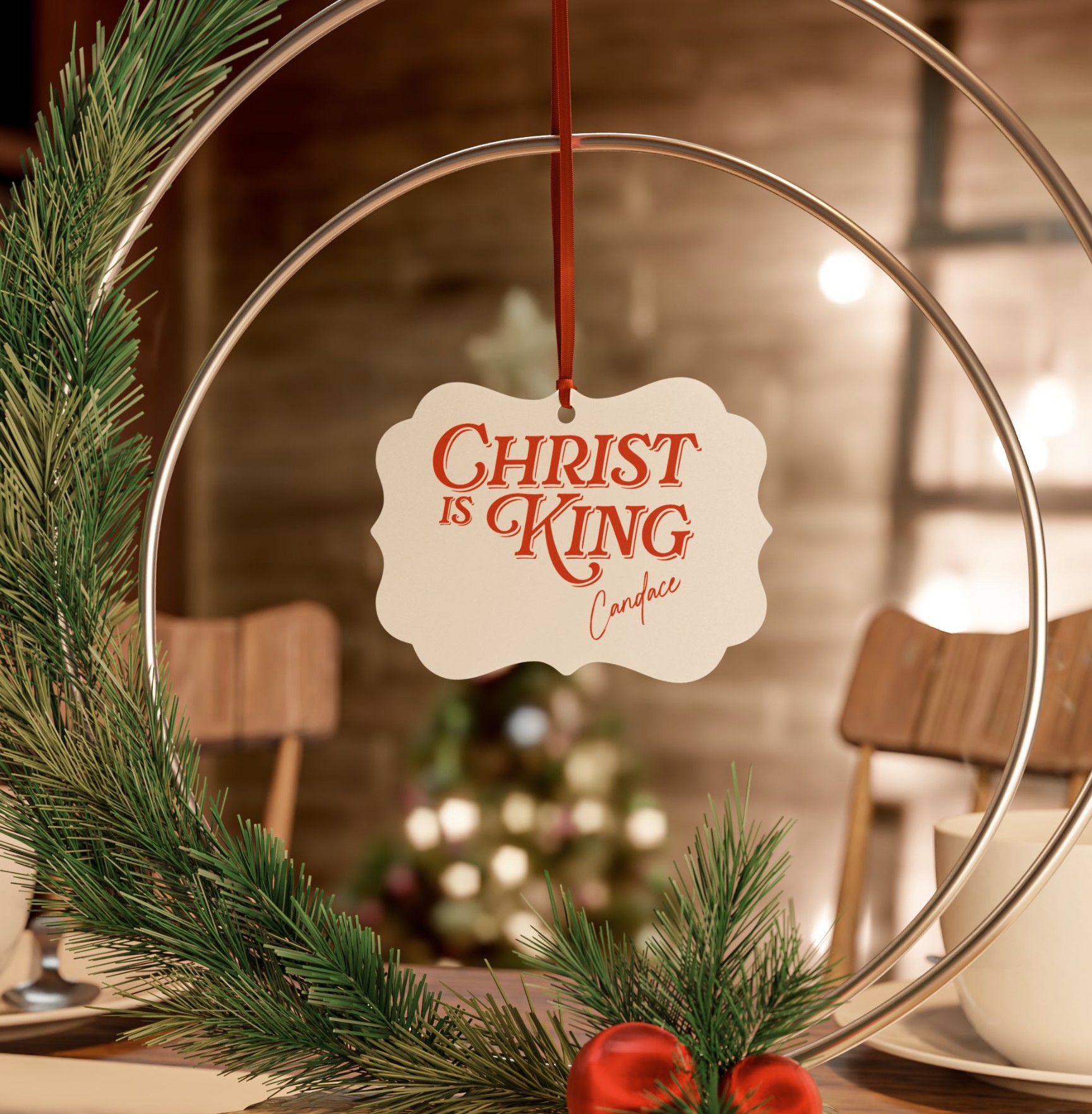 Candace Christ Is King Aluminum Ornaments