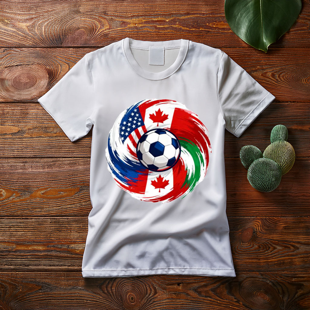 World Cup 2026 Tricolor Soccer Swirl Shirt