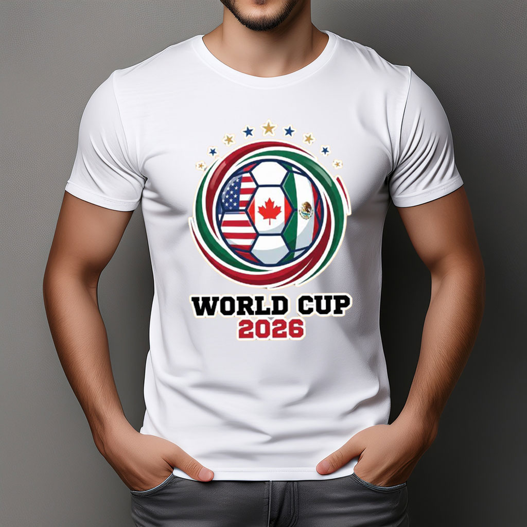 World Cup 2026 USA Canada Soccer Ball Badge Shirt