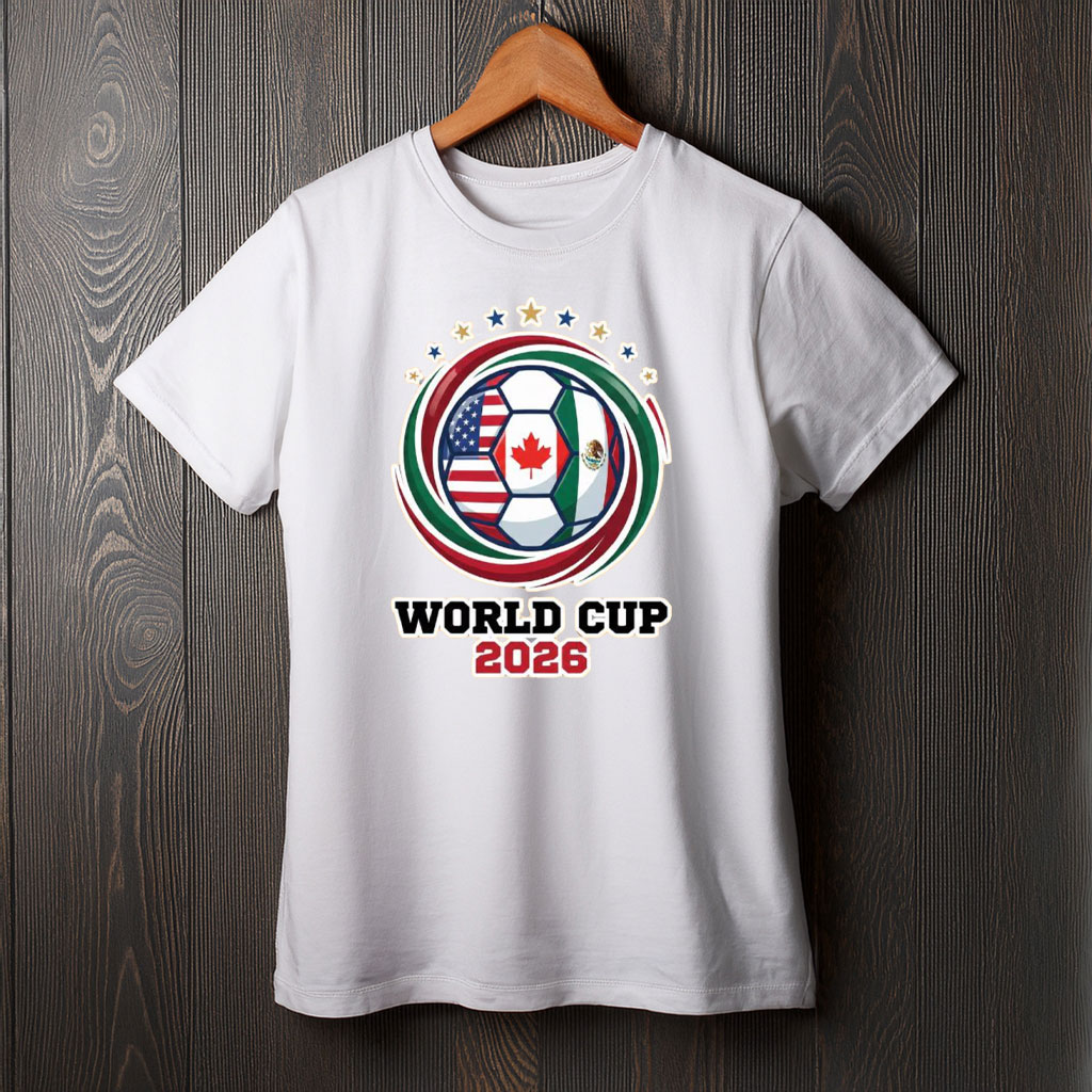 World Cup 2026 USA Canada Soccer Ball Badge Shirt