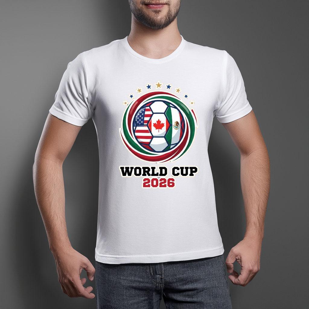 World Cup 2026 USA Canada Soccer Ball Badge Shirt
