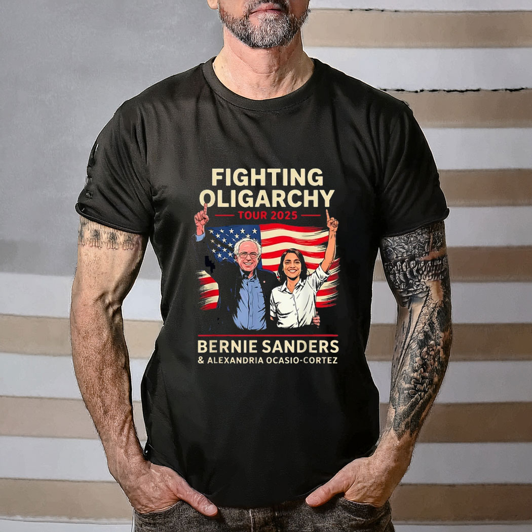 BERNIE SANDERS AOC Fighting Oligarchy Anti Trump Tee Shirt