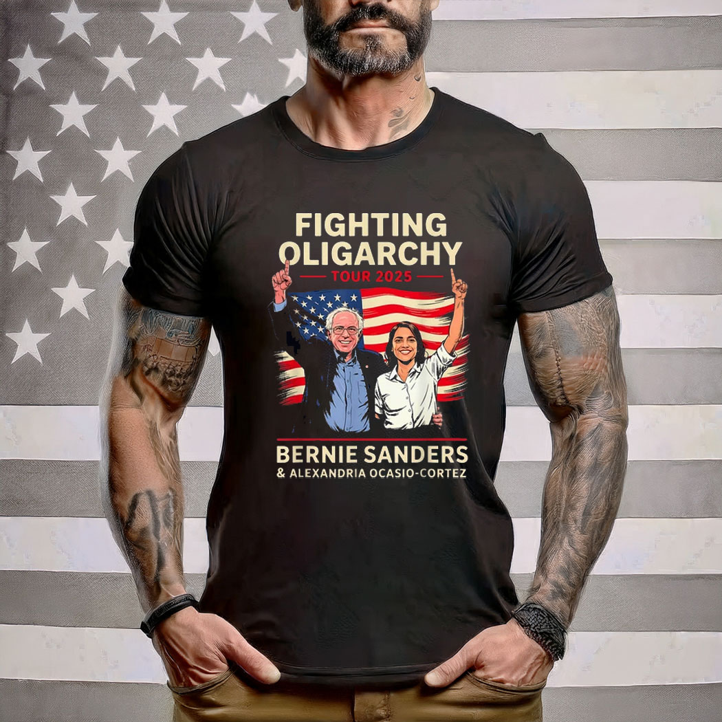 BERNIE SANDERS AOC Fighting Oligarchy Anti Trump Tee Shirt
