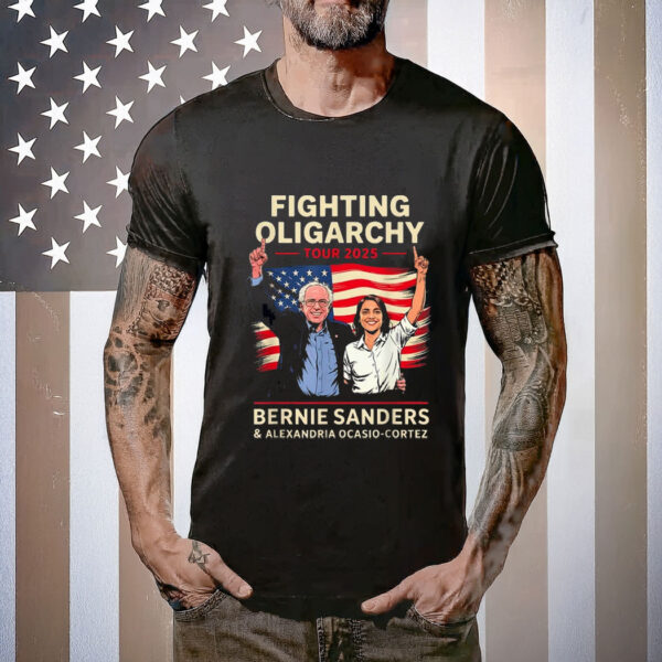 BERNIE SANDERS AOC Fighting Oligarchy Anti Trump Tee Shirt