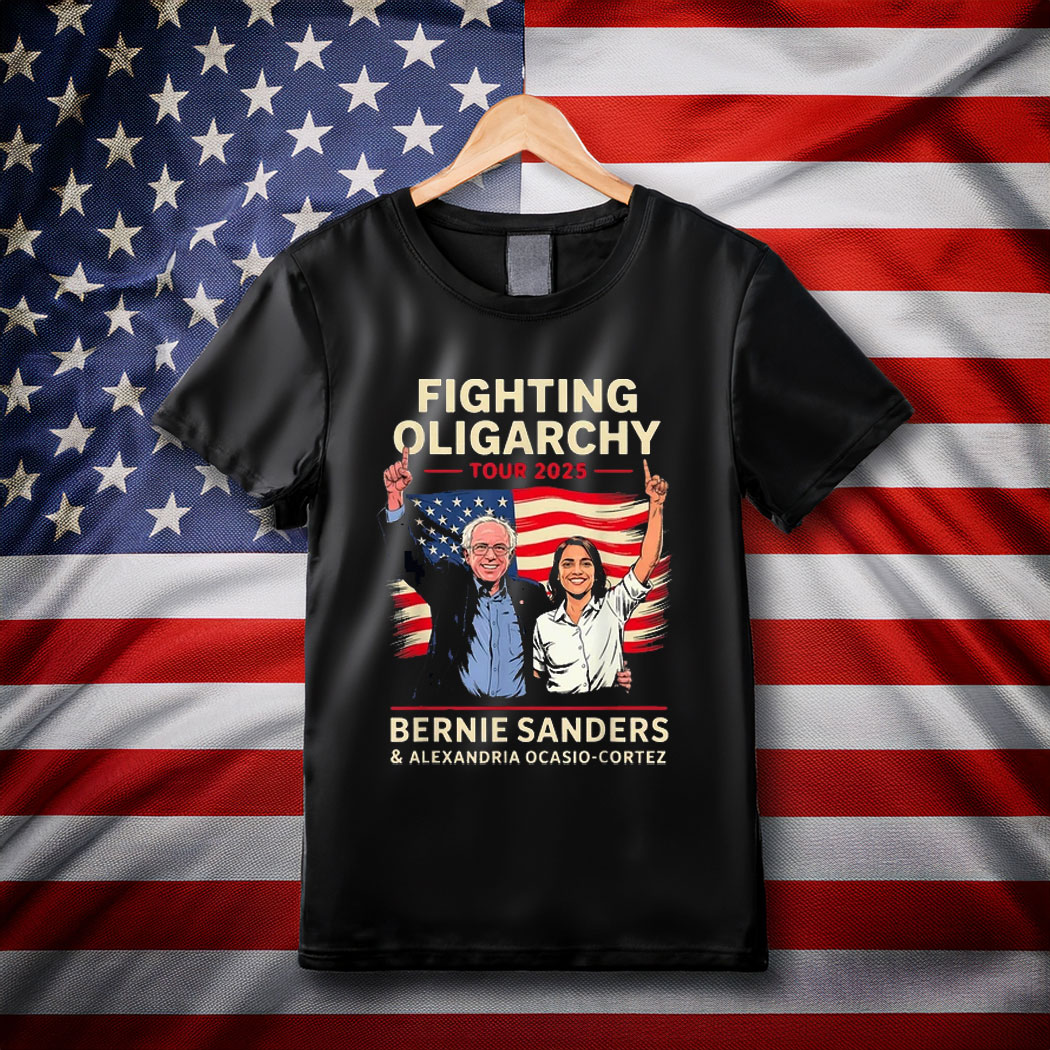 BERNIE SANDERS AOC Fighting Oligarchy Anti Trump Tee Shirt