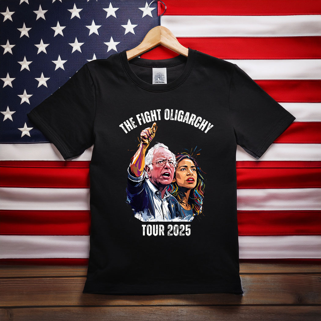 Bernie Fight Oligarchy 2025 Fighting Oligarchy Tour Tee Shirt