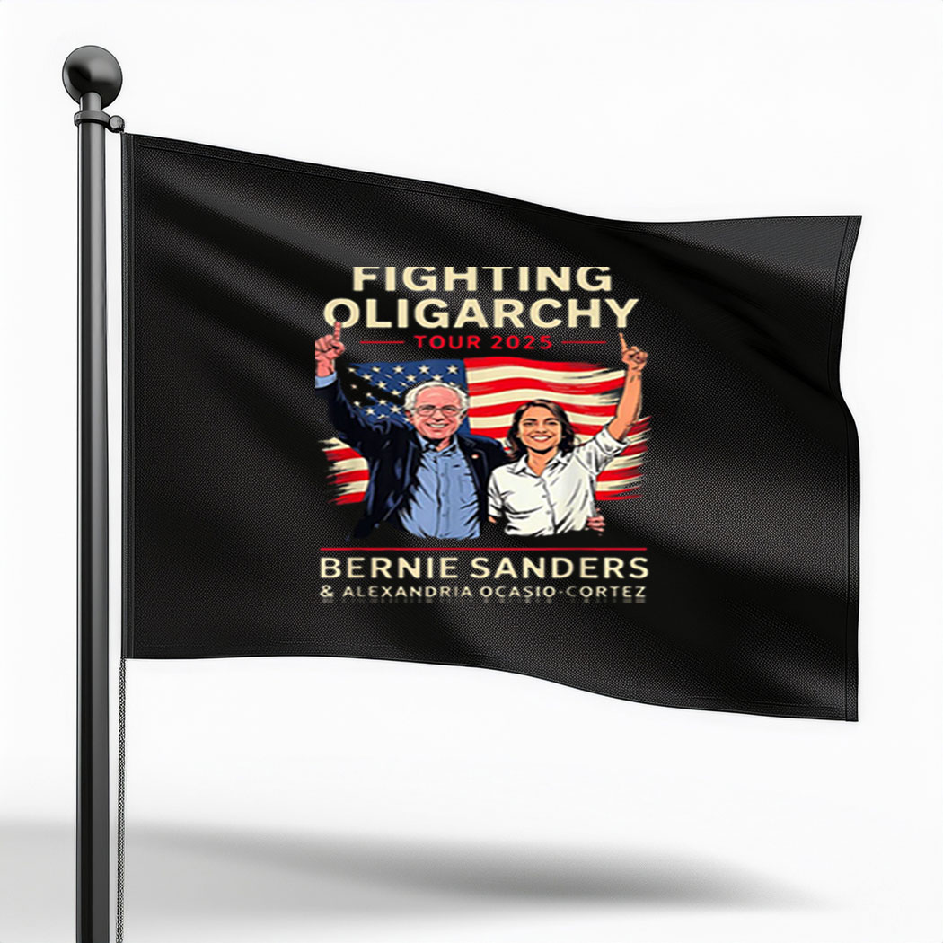 Bernie Sanders AOC Fighting Oligarchy Anti Trump US Flag 2025 Flag