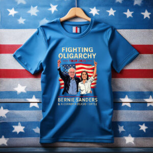 Bernie Sanders AOC Fighting Oligarchy Anti Trump US Flag 2025 Tee Shirt