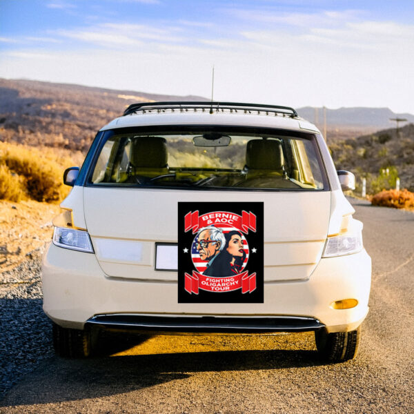 Bernie & aoc fighting oligarchy tour Stickers - Car Magnet