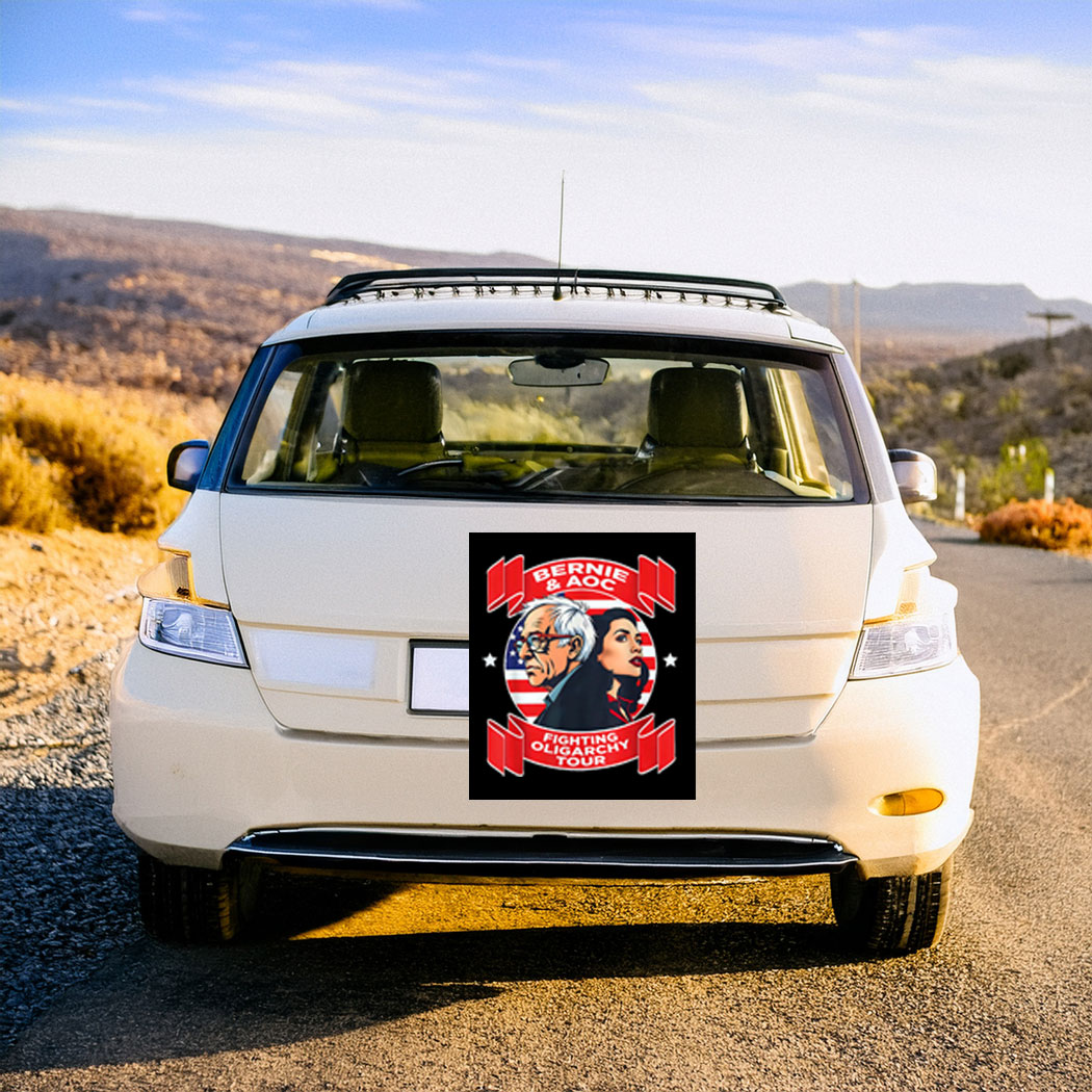 Bernie & aoc fighting oligarchy tour Stickers - Car Magnet