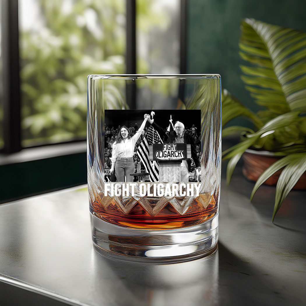 Fight Oligarchy Bernie Sanders And AOC Freedom US Anti Trump Glass