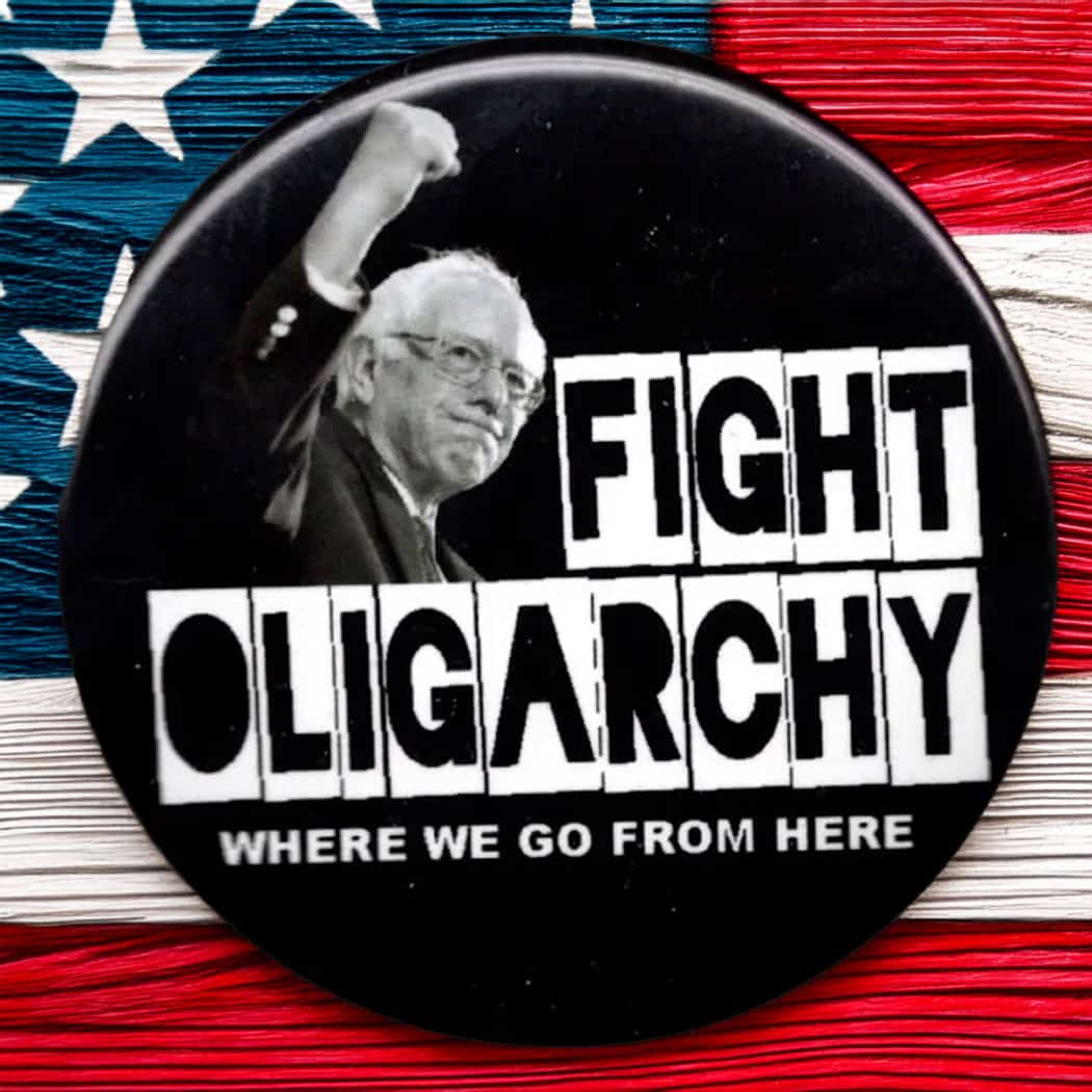 Bernie Sanders Fight Oligarchy AOC Button