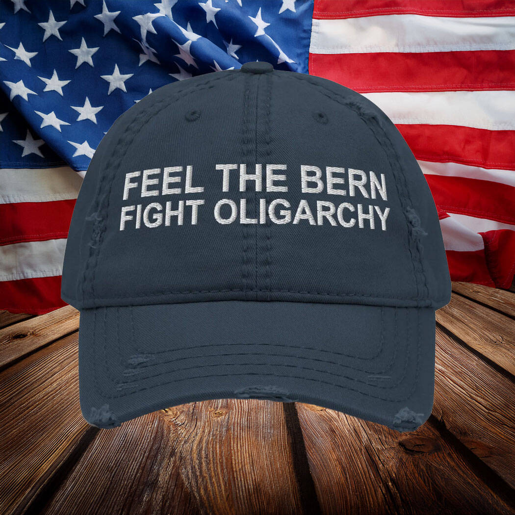 Bernie Sanders Fight Oligarchy Embroidered Distressed Hat