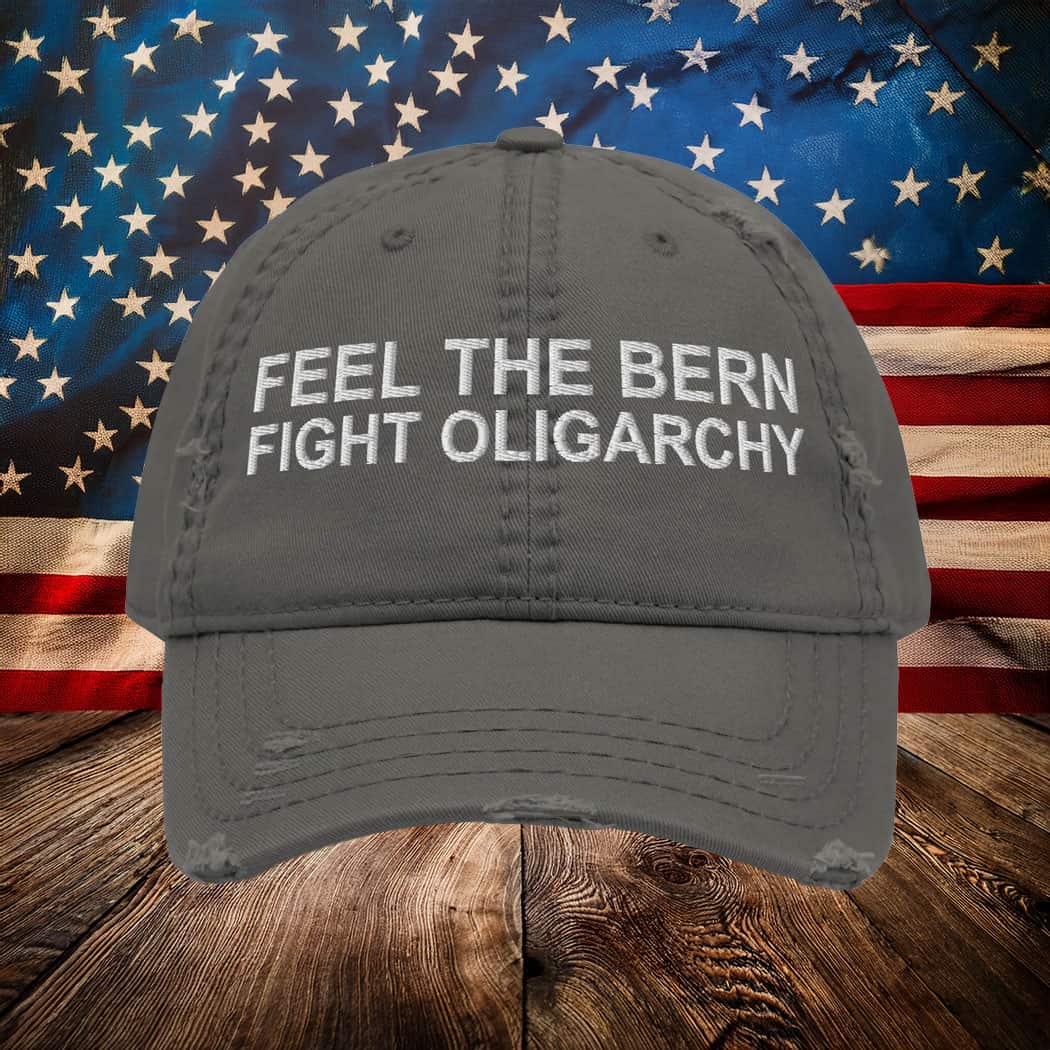 Bernie Sanders Fight Oligarchy Embroidered Distressed Hat
