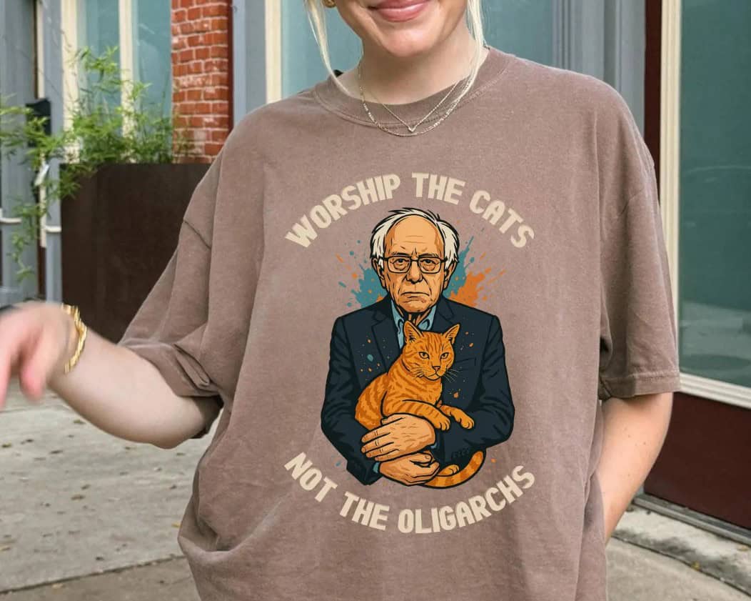 Bernie Sanders worship the cat shirt