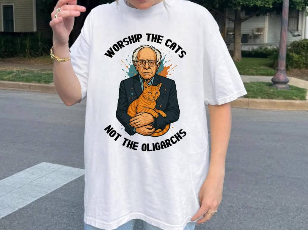 Bernie Sanders worship the cat shirt