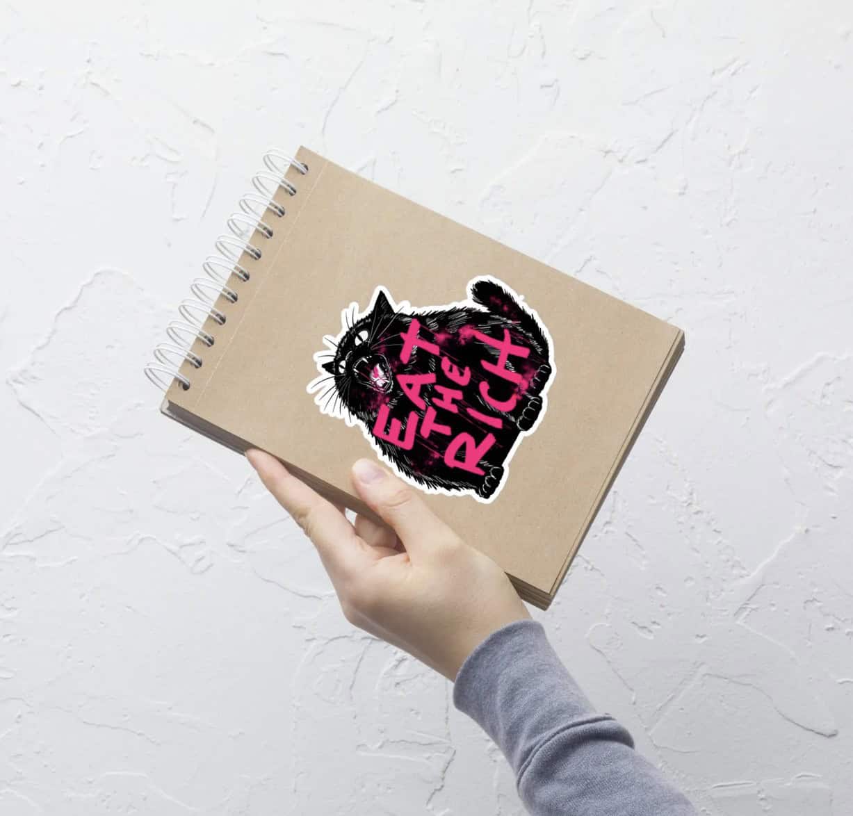 Chonky Black Cat Eat The Rich stickers