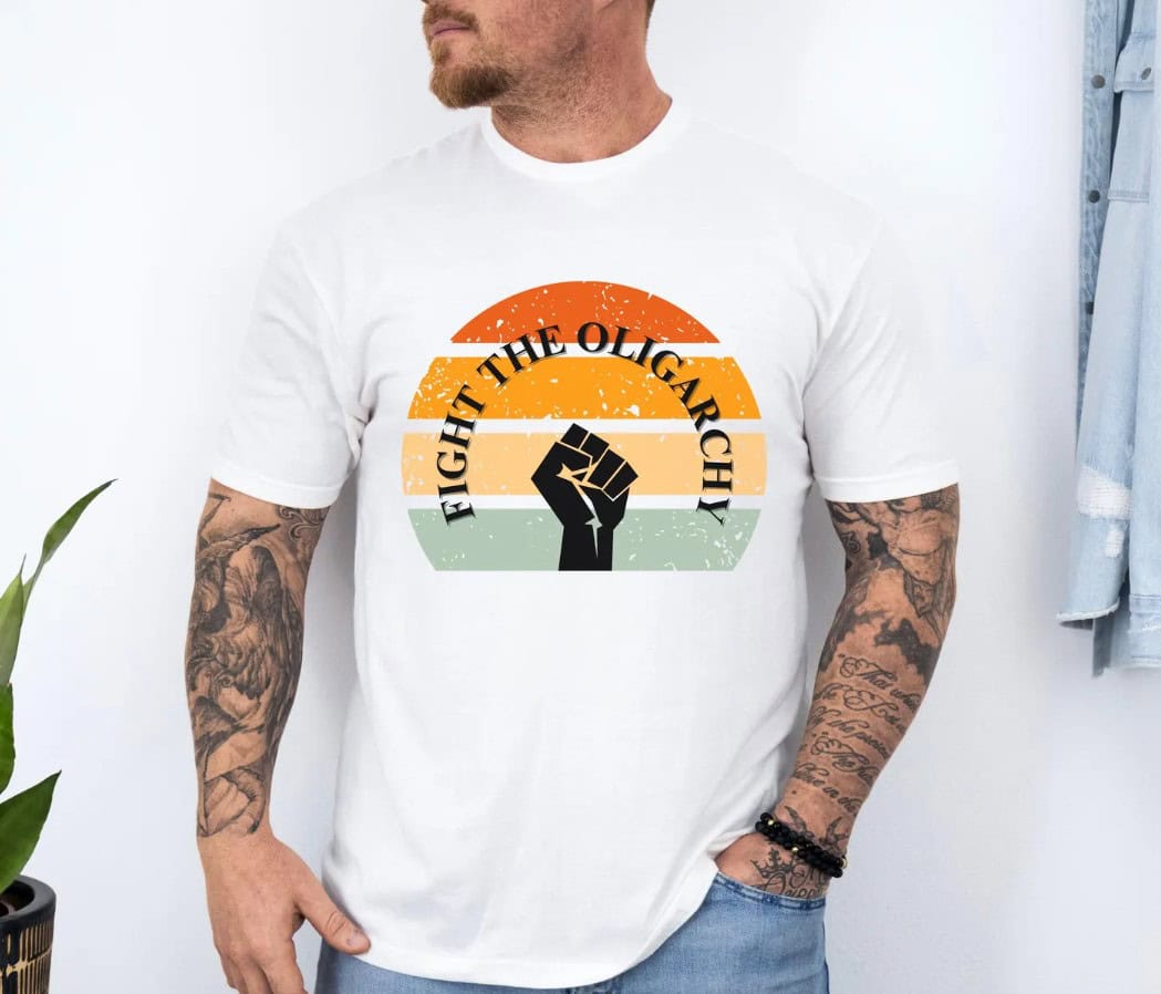 Fight The Oligarchy Retro Protest Tee, Activist Graphic Shirt