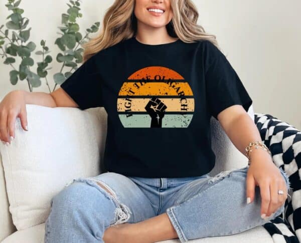 Fight The Oligarchy Retro Protest Tee, Activist Graphic Shirt