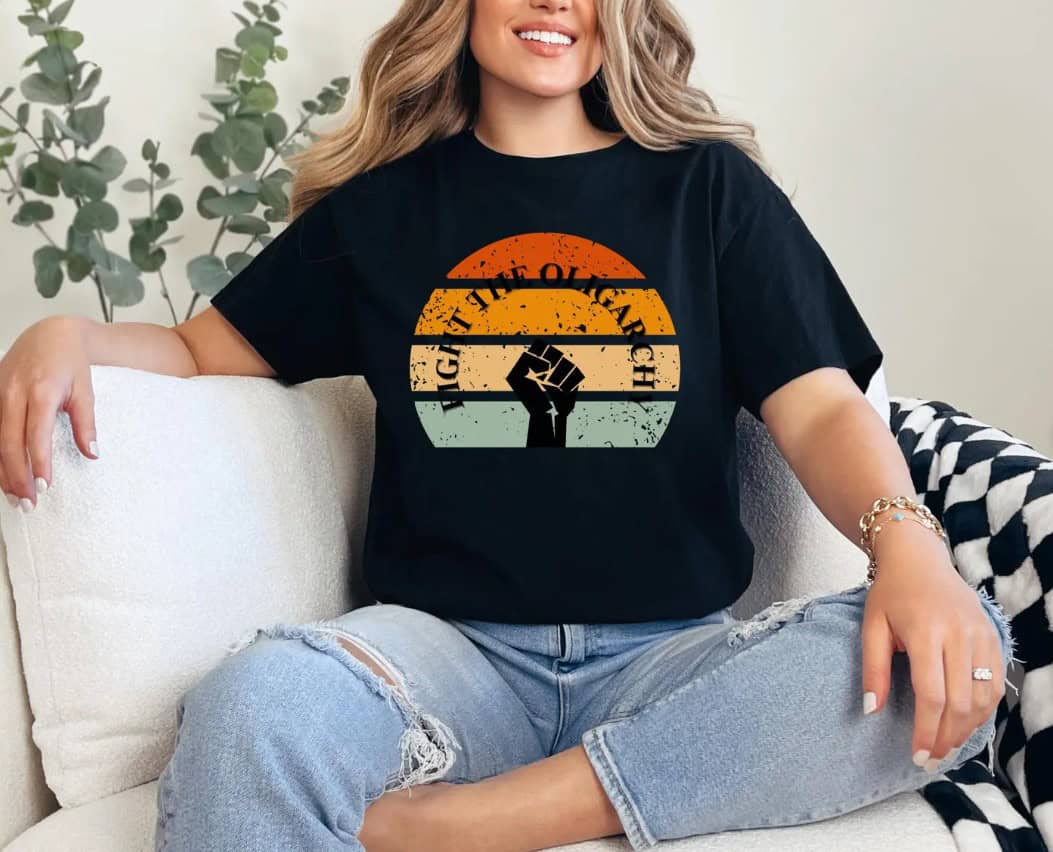 Fight The Oligarchy Retro Protest Tee, Activist Graphic Shirt