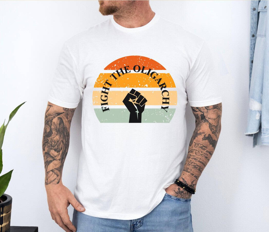 Fight The Oligarchy Retro Protest Tee T-Shirt