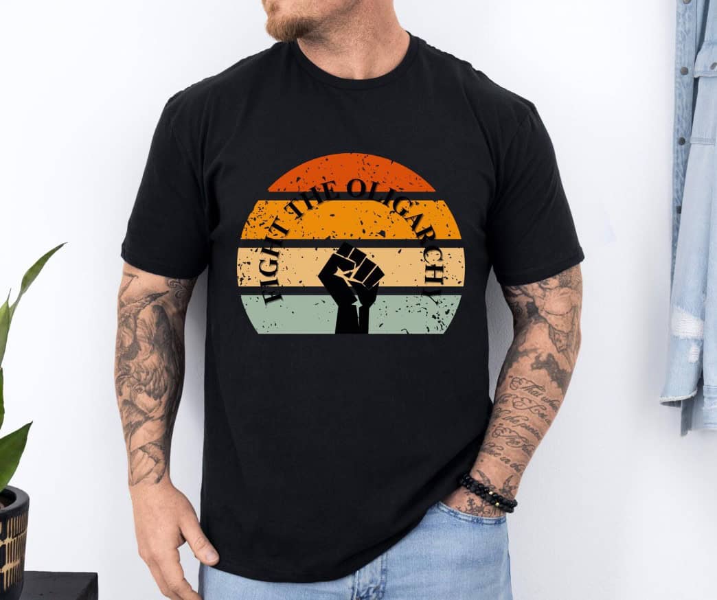 Fight The Oligarchy Retro Protest Tee T-Shirt