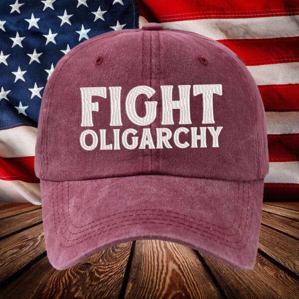 Fight the Oligarchy Embroidered Hat, Subtle Anti Trump Cap