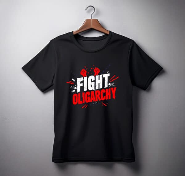 Fight the Oligarchy Typewriter Text Shirts