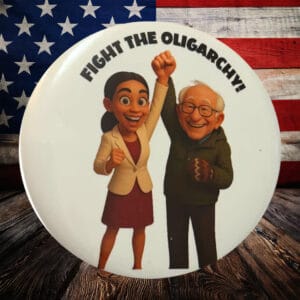 Fighting Oligarchy, AOC and Bernie Button
