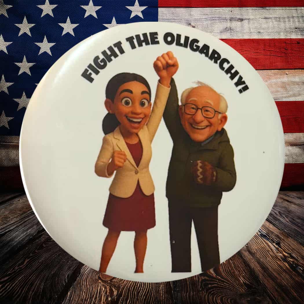 Fighting Oligarchy, AOC and Bernie Button