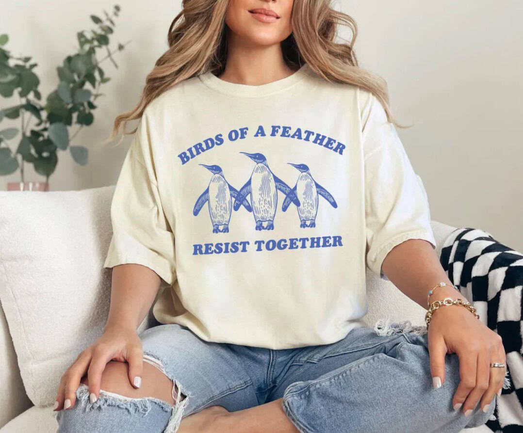 Penguins Against Tariffs Comfort Colors Tee shirt