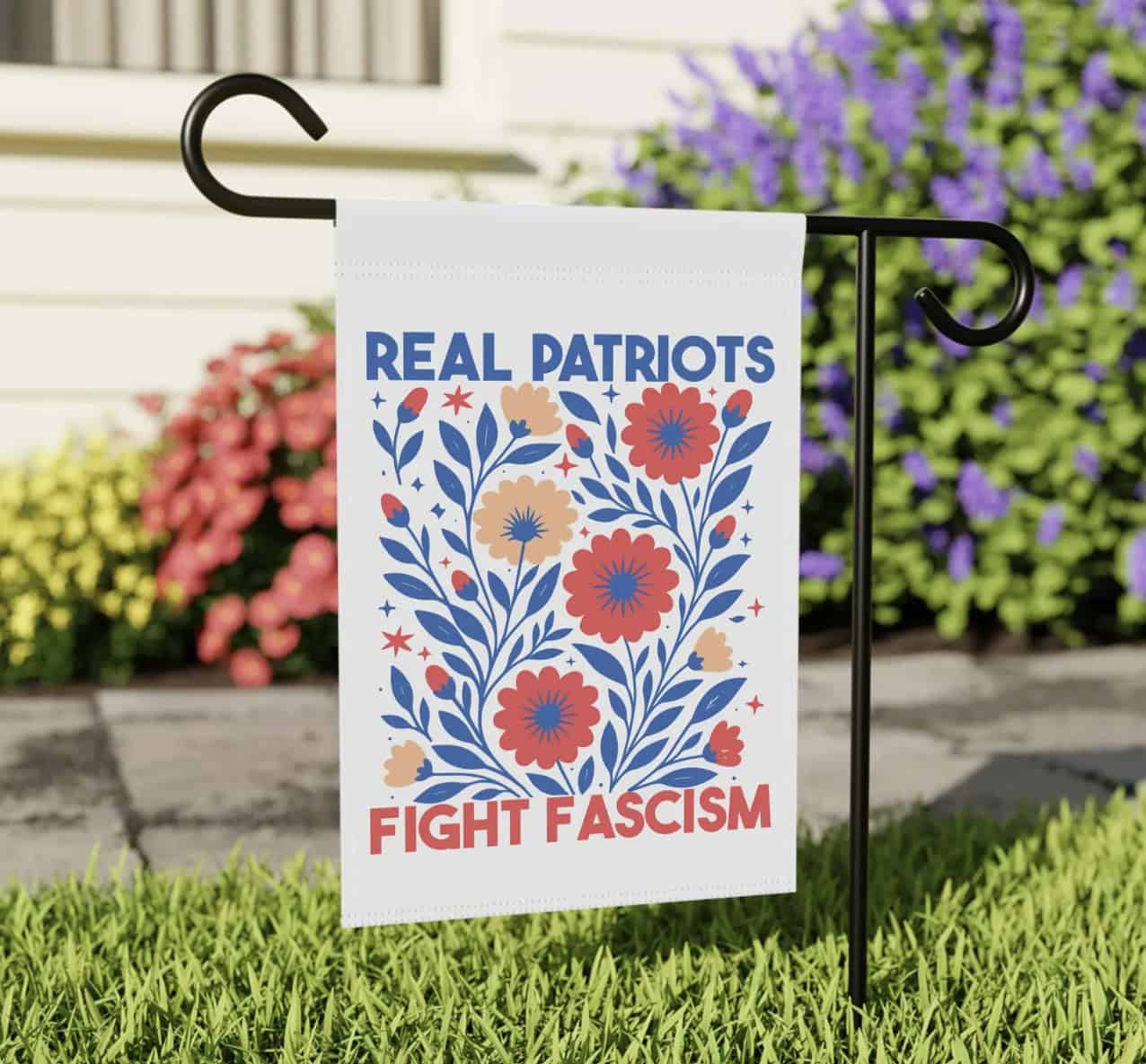 Real Patriots Fight Fascism Flag, Anti Fascist Political Protest Flag