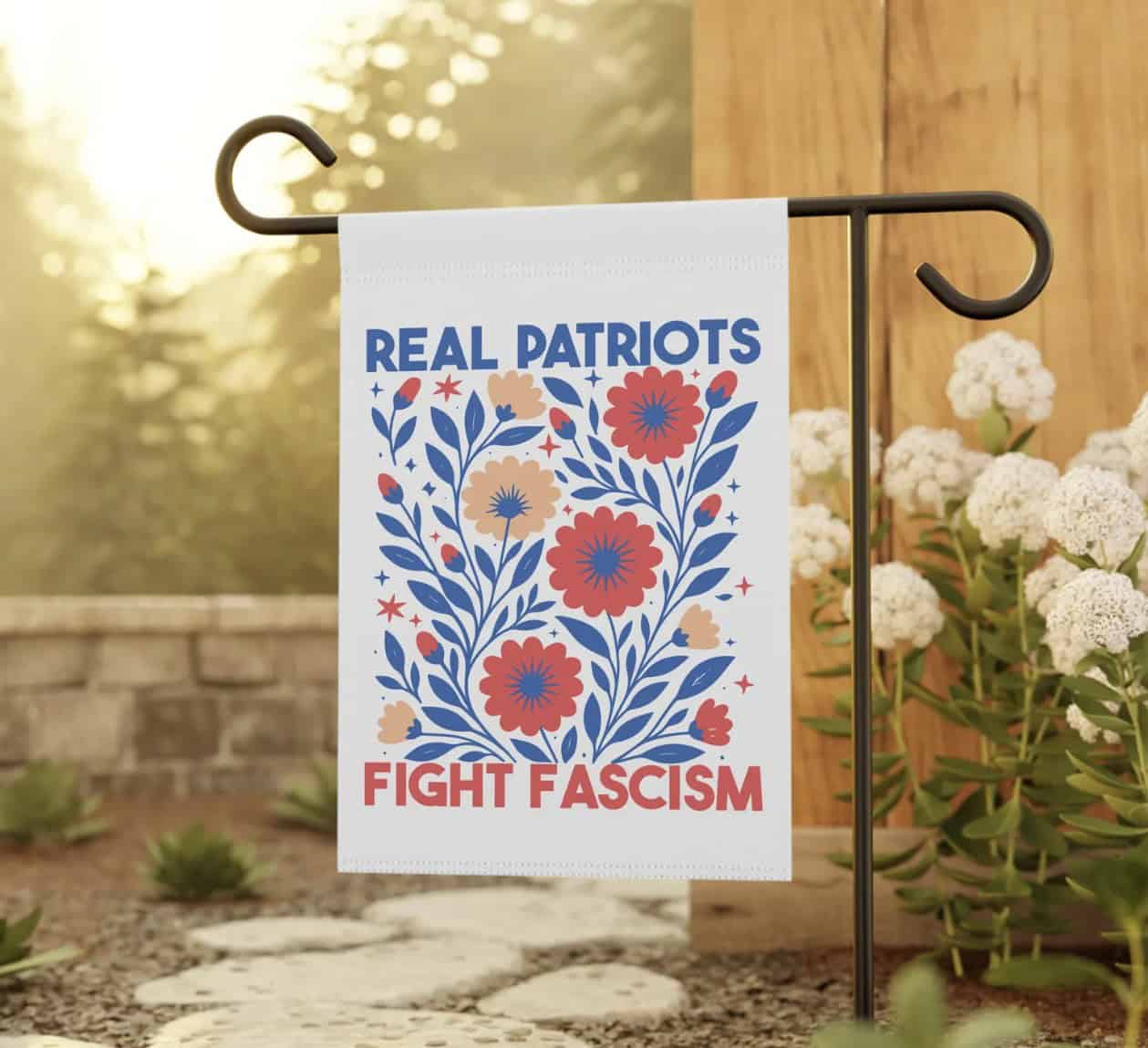Real Patriots Fight Fascism Flag, Anti Fascist Political Protest Flag