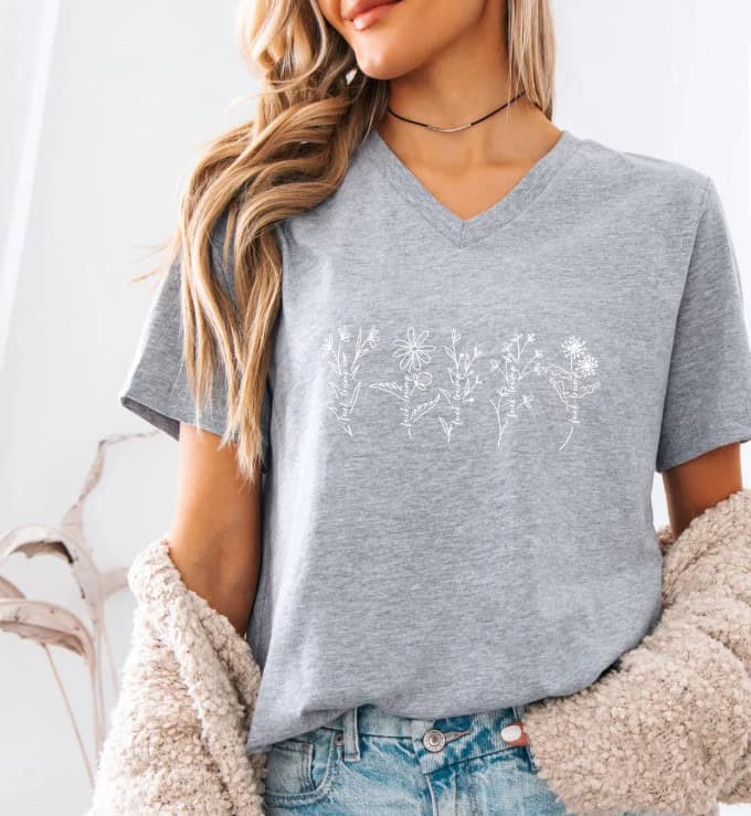 Subtle Fuck Trump Flowers V-Neck Shirt