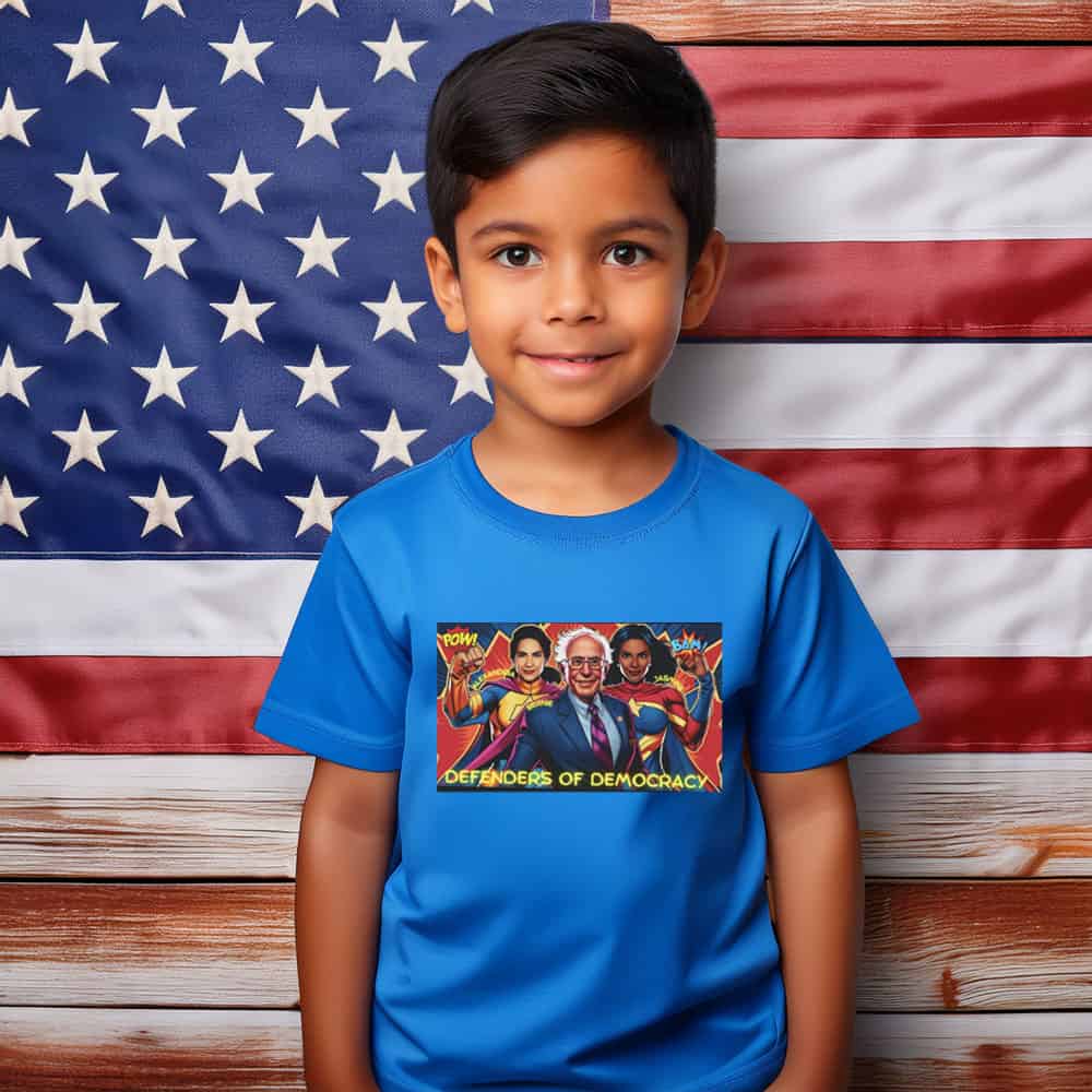 Democracy Defenders T-Shirt, Superheroes AOC, Bernie Sanders