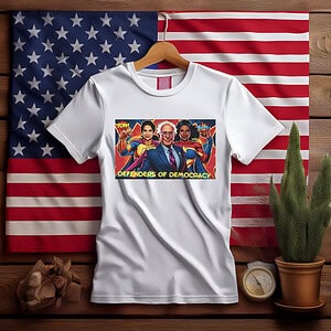 Democracy Defenders T-Shirt, Superheroes AOC, Bernie Sanders