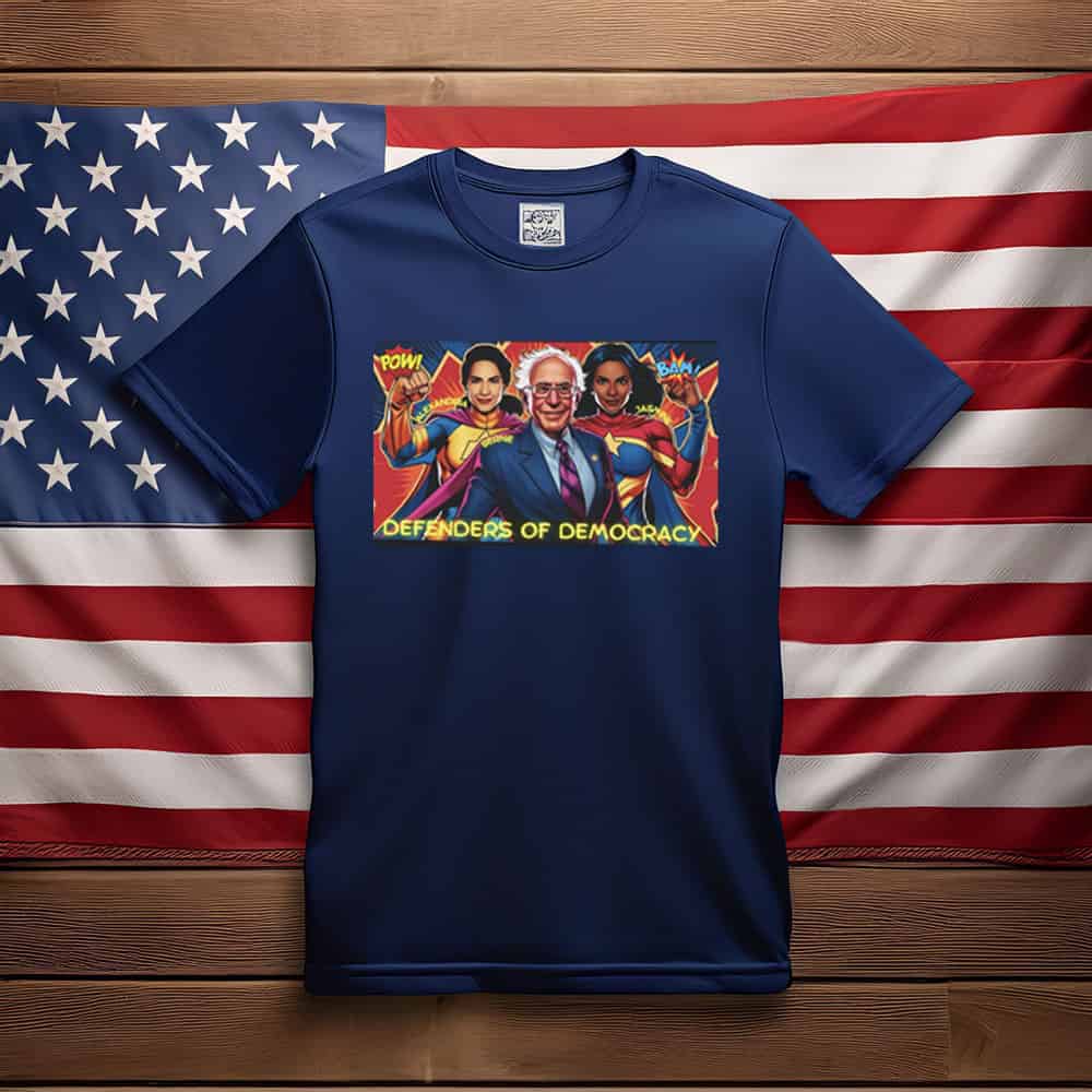 Democracy Defenders T-Shirt, Superheroes AOC, Bernie Sanders