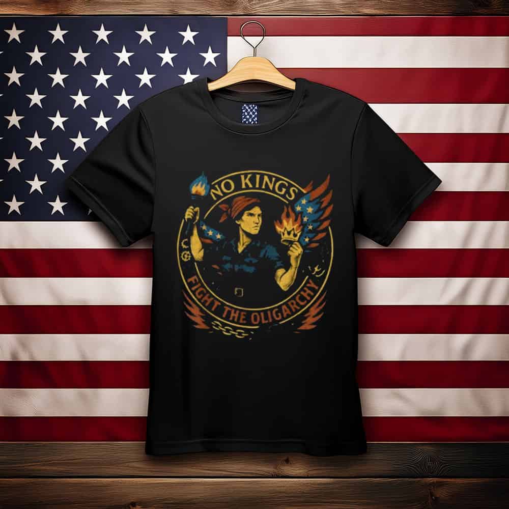 No Kings Fight Oligarchy Woman's Girl America Flag T-Shirt