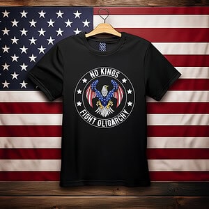Vintage No Kings Fight Oligarchy America Flag Funny T-Shirt