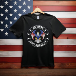 Vintage No Kings Fight Oligarchy America Flag Funny T-Shirt